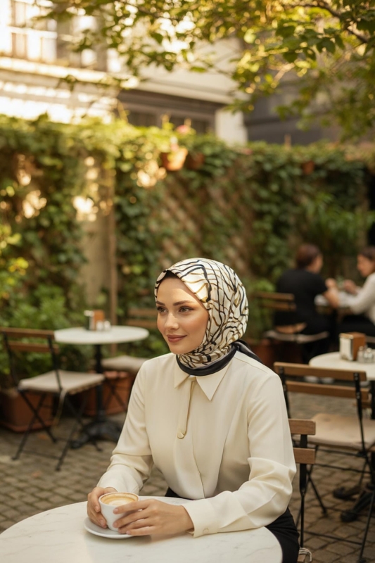 Dalga Desen Hardal Pamuk Eşarp - Afvente