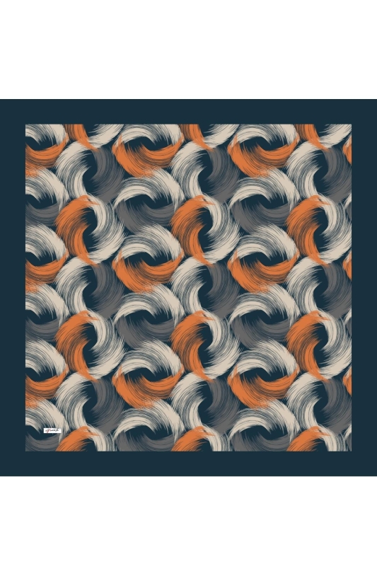 Dalga Desen Turuncu Soft Pamuk Eşarp - 3