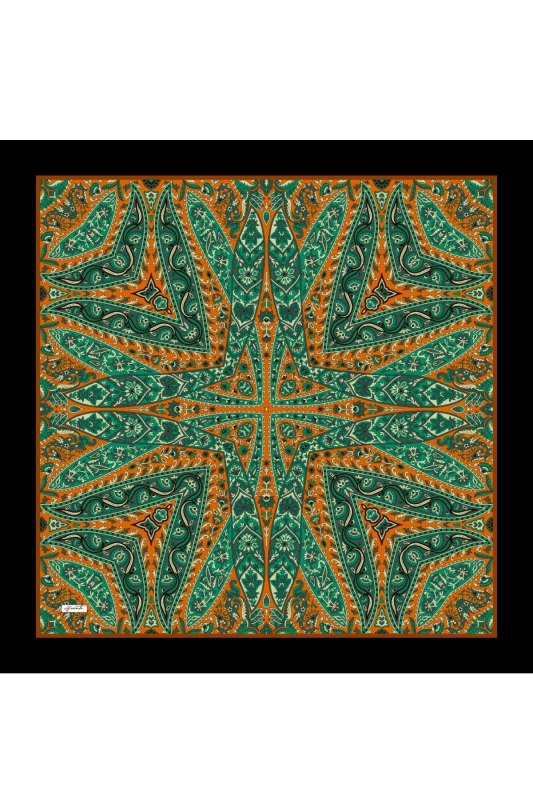 Etnik Yıldız Desen Zümrüt Pamuk Eşarp - 2