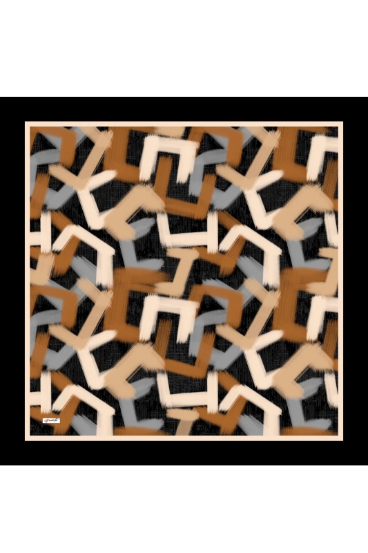 Fırça Desen Bej Pamuk Eşarp - 2