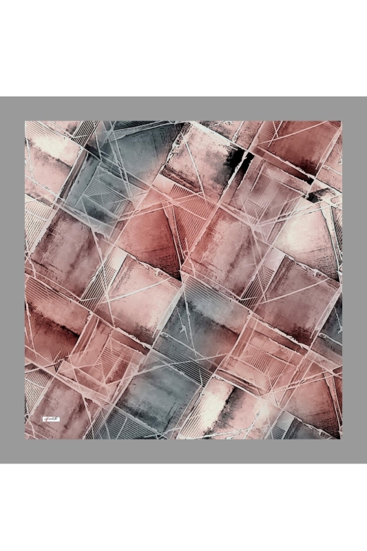 Geometrik Desen Taş Pamuk Eşarp - 2