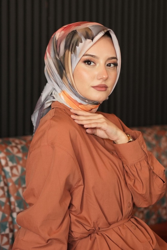 Gül Bahçesi Desen Vizon Pamuk Eşarp - 2