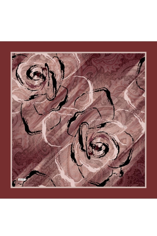 Gül Desen Pudra Pamuk Eşarp - 2