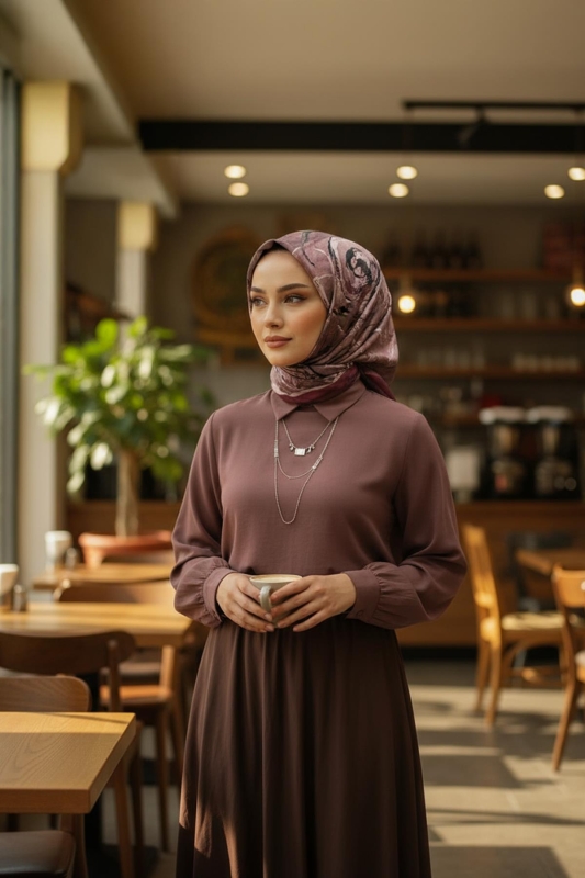 Gül Desen Pudra Pamuk Eşarp - Afvente