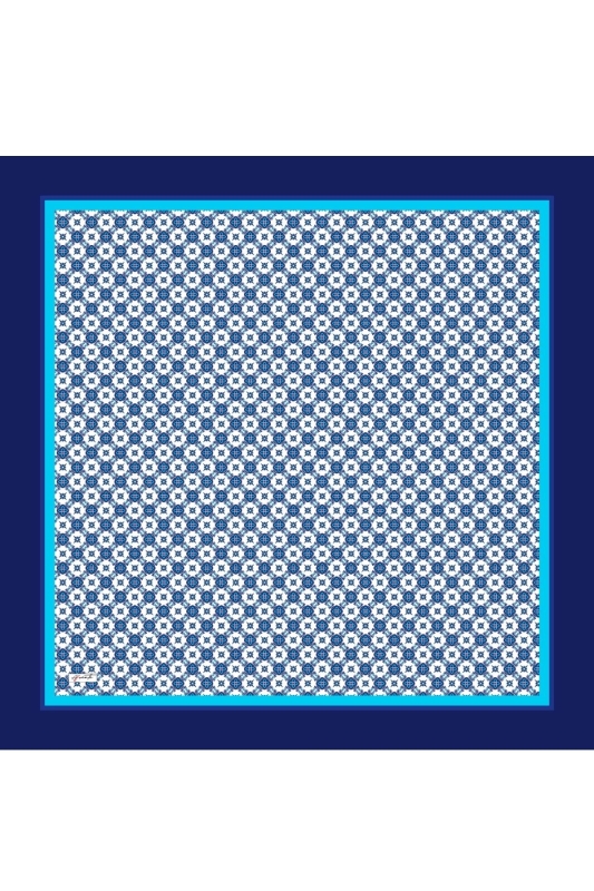 İznik Dokusu Desen Buz Mavi Pamuk Eşarp - 2