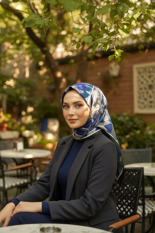 Kesişim Desen Siyah Pamuk Eşarp - Afvente