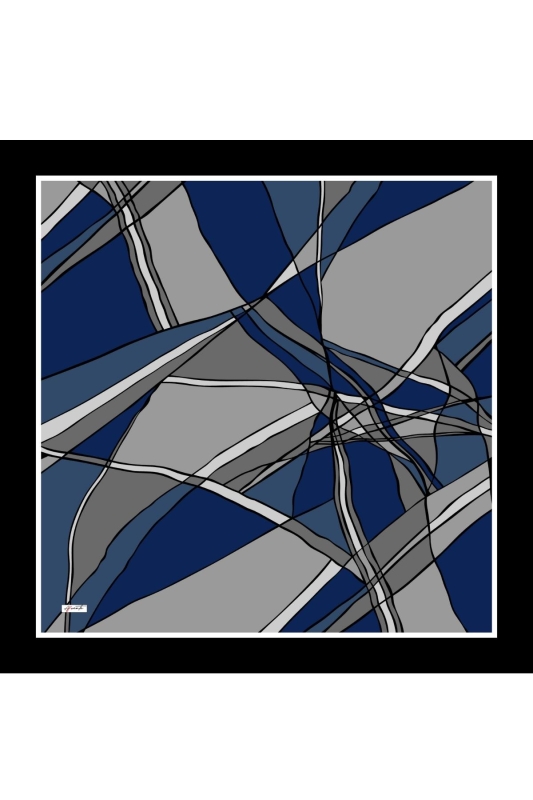 Kesişim Desen Siyah Pamuk Eşarp - 3