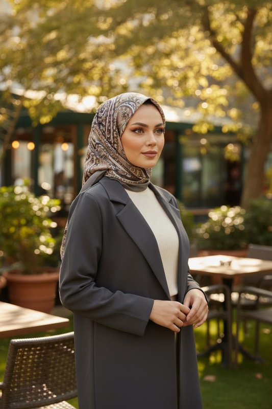 Klasik Paisley Desen Vizon Pamuk Eşarp - Afvente