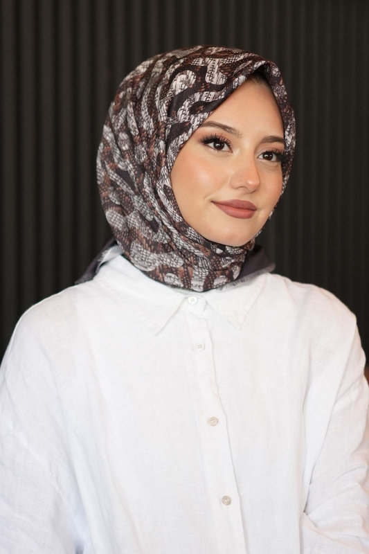 Labirent Desen Kahverengi Pamuk Eşarp - Afvente