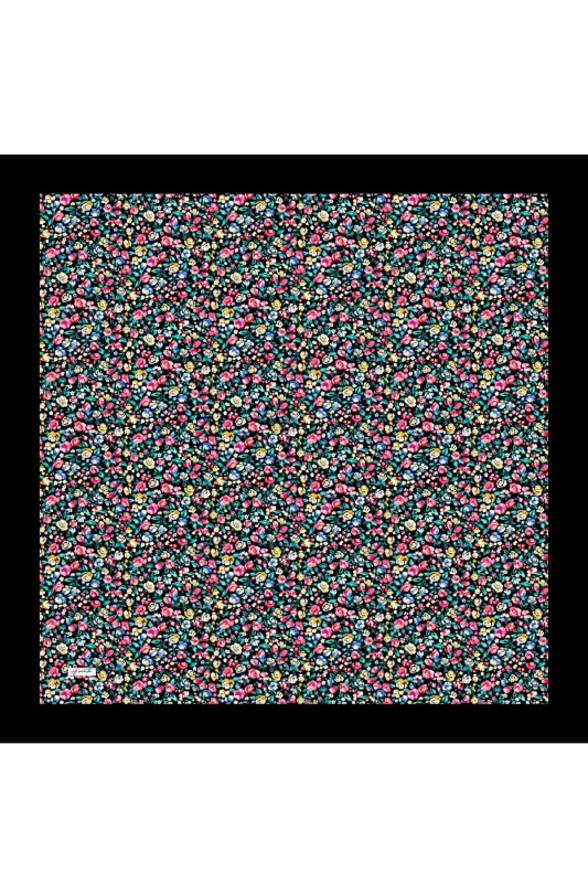 Mini Çiçek Desen Fuşya Pamuk Eşarp - 2