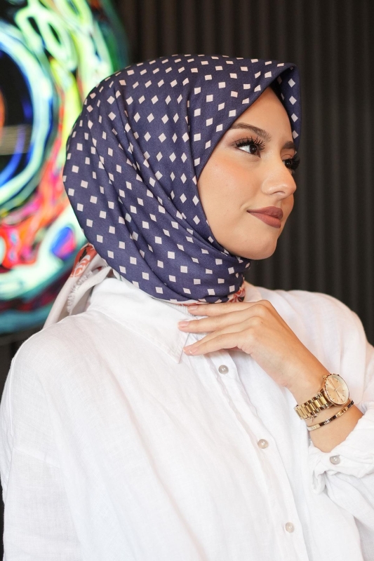 Puantiye Desen Kiremit Pamuk Eşarp - Afvente