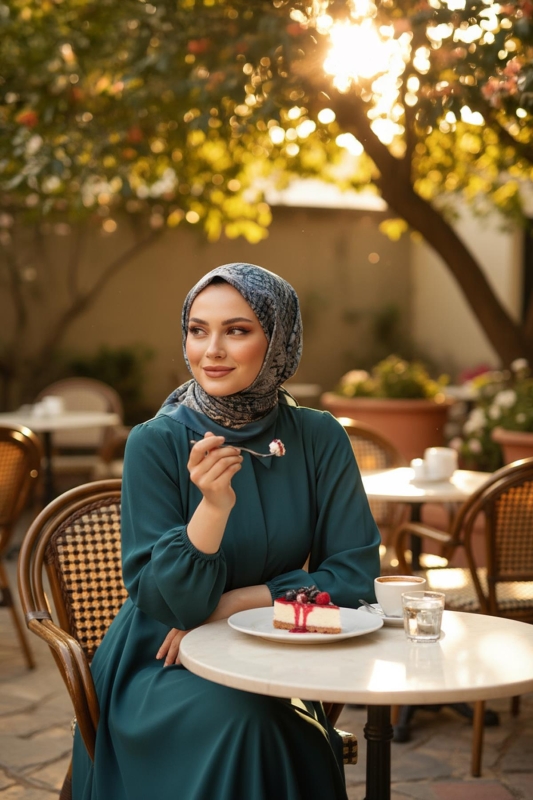 Rüya Desen Gri Pamuk Eşarp - Afvente