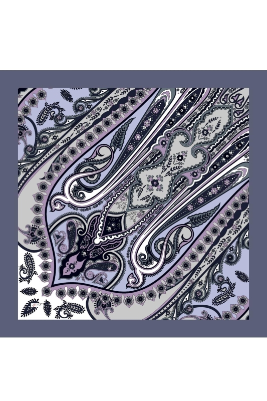 Şahmeran Desen Lila Pamuk Eşarp - 2