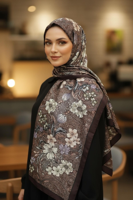 Barok Çiçek Desen Taş Pamuk Şal - Afvente