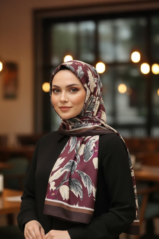 Lale Desen Bordo Pamuk Şal - Afvente