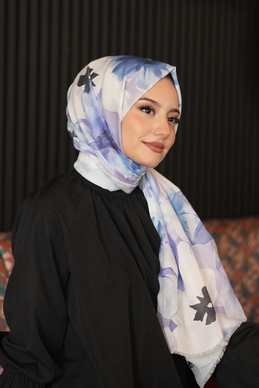 Lavanta Desen Lila Pamuk Şal - 2