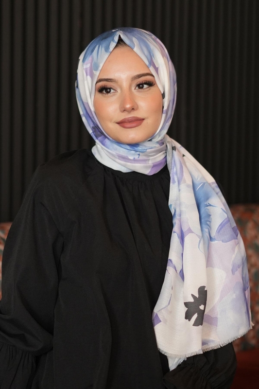 Lavanta Desen Lila Pamuk Şal - 4