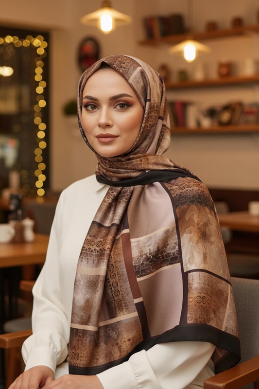 Mozaik Desen Koyu Gül Pamuk Şal - Afvente