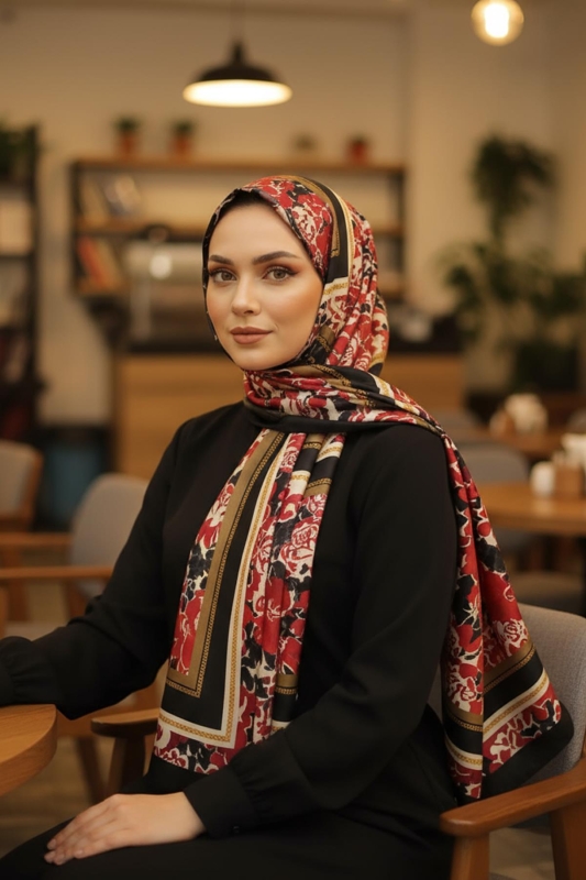 Zincir Gül Desen Fuşya Pamuk Şal - Afvente