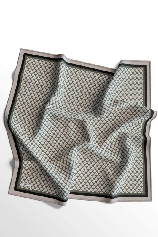 Üçgen Desen Gri Soft Pamuk Eşarp - AFVENTE