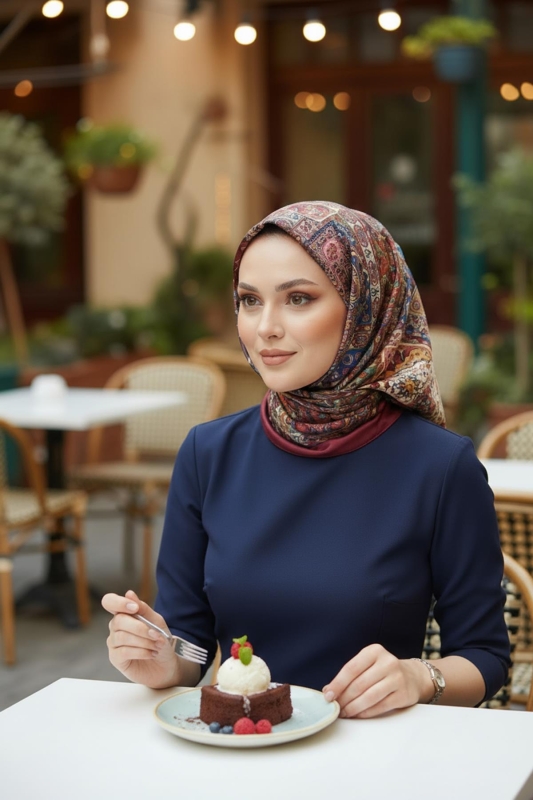 Etnik Desen Taba Soft Pamuk Eşarp - Afvente