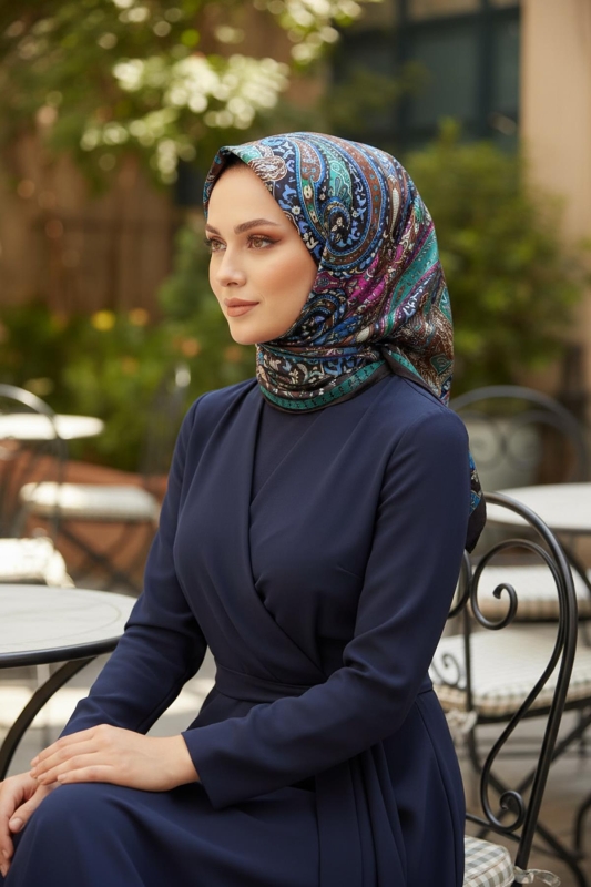 Karma Motif Desen Haki Soft Pamuk Eşarp - AFVENTE