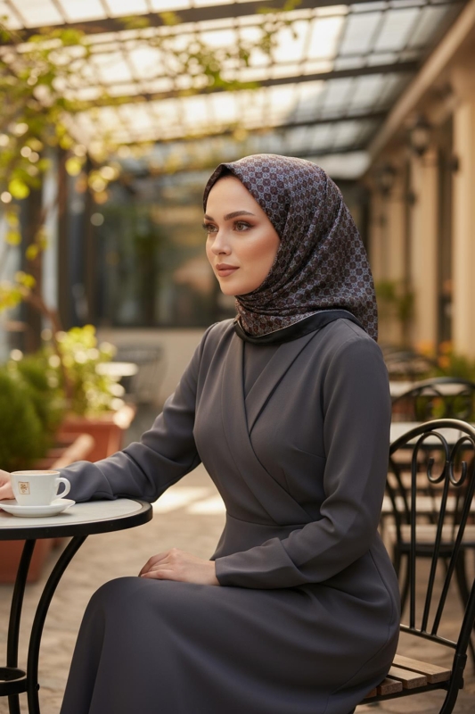 Mozaik Desen Bordo Soft Pamuk Eşarp - AFVENTE