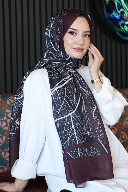 Mermer Desen Bordo Soft Pamuk Şal - 3