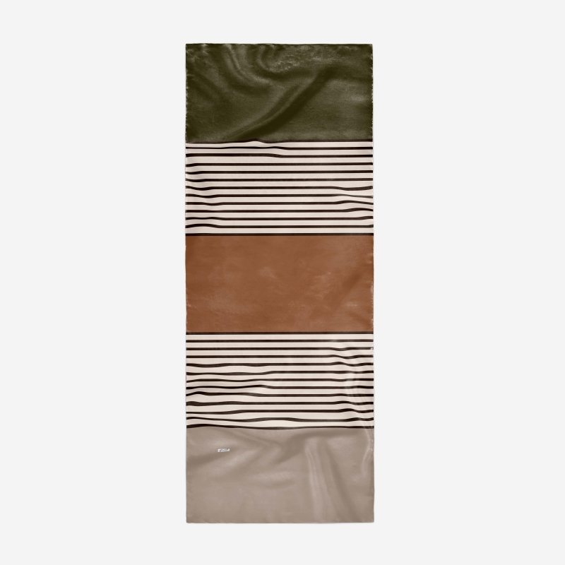 Çizgili Desen Altın Sarısı Soft Pamuk Şal - 4