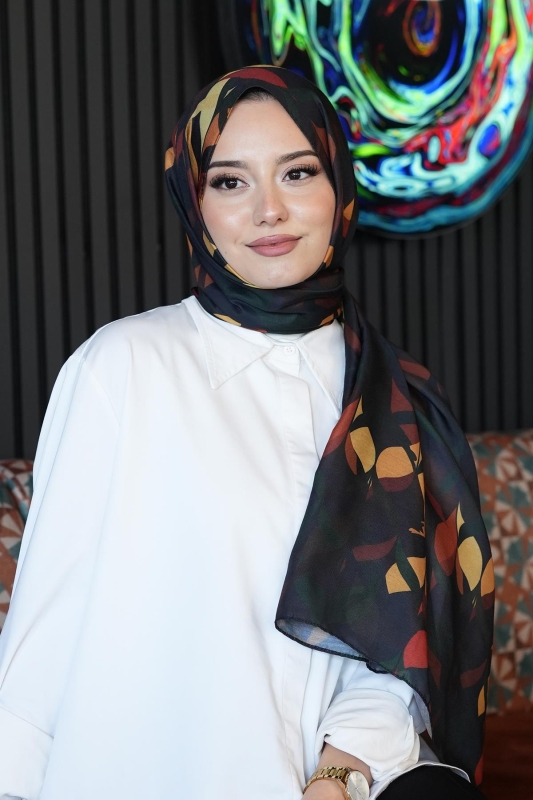 Yaprak Desen Koyu Yeşil Soft Pamuk Şal - 3