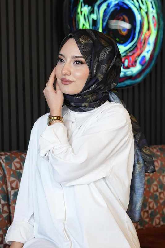 Dalgalı Desen Mor Soft Pamuk Şal - 2