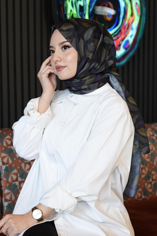 Dalgalı Desen Mor Soft Pamuk Şal - 4