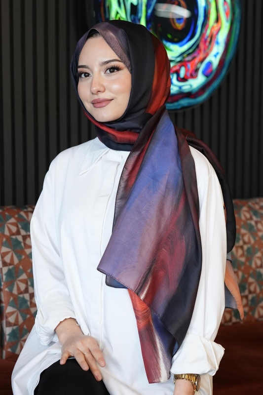 Sanat Desen Turuncu Soft Pamuk Şal - 1