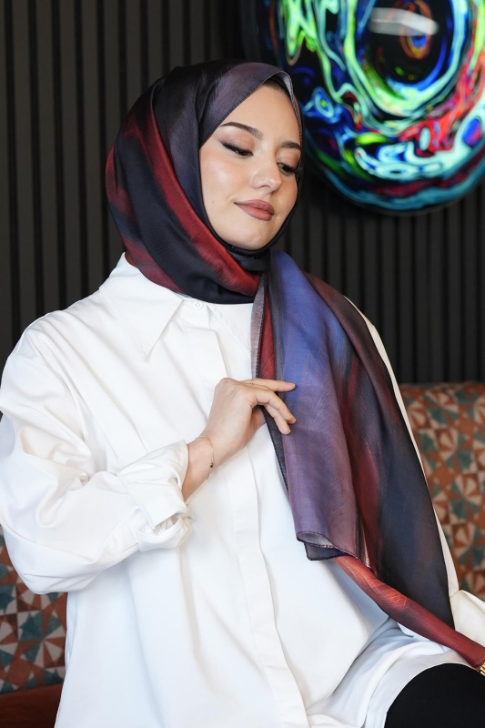 Sanat Desen Turuncu Soft Pamuk Şal - 3