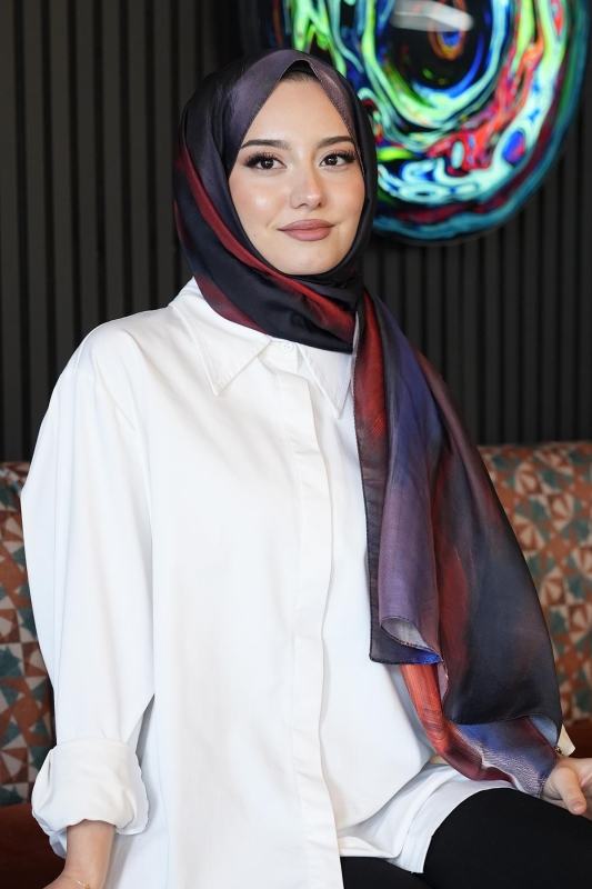 Sanat Desen Turuncu Soft Pamuk Şal - 4