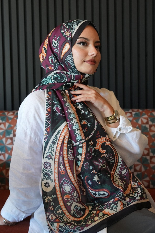 Damla Motif Desen Bordo Soft Pamuk Şal - 3