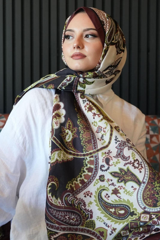 Damla Motif Desen Çikolata Soft Pamuk Şal - Afvente