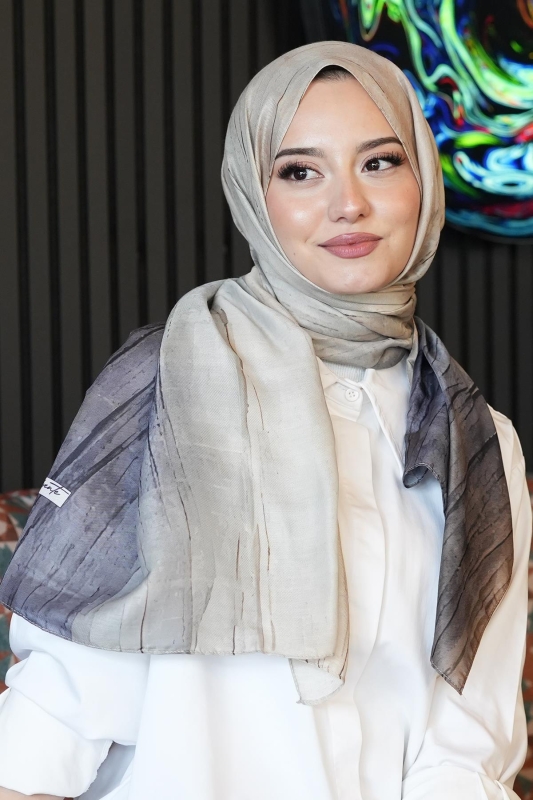 Degrade Bej Soft Pamuk Şal - 3