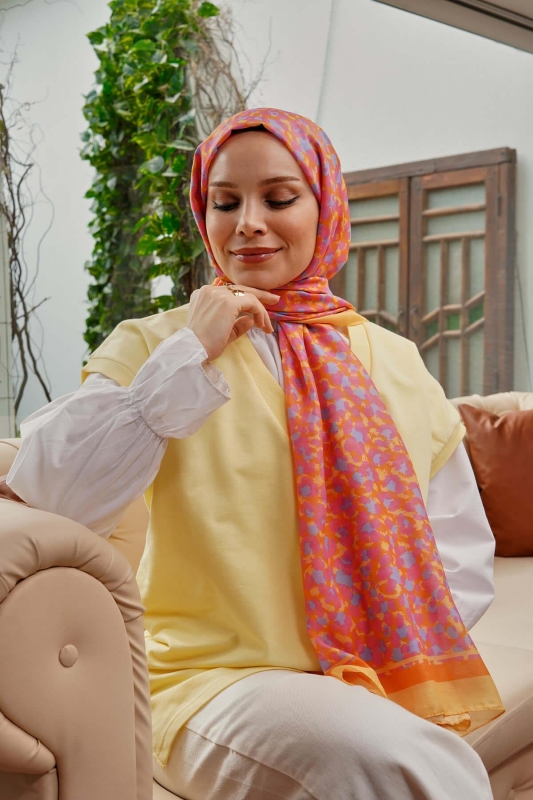 Leopar Desen Pembe Soft Pamuk Şal - 1