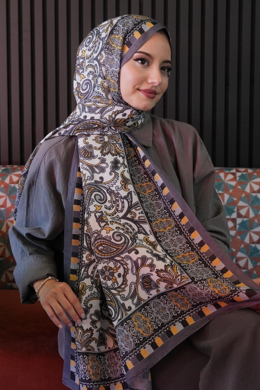 Etnik Desen Füme Soft Pamuk Şal - 3