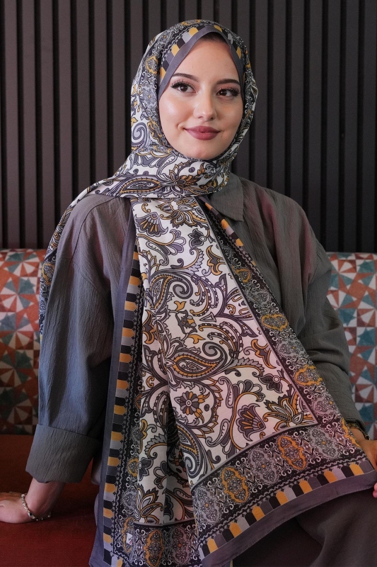 Etnik Desen Füme Soft Pamuk Şal - Afvente
