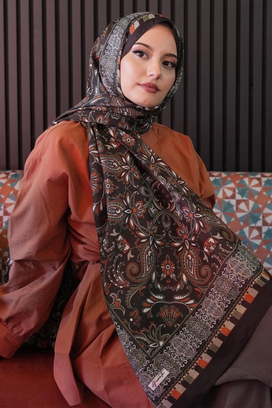 Etnik Desen Siyah Soft Pamuk Şal - 3