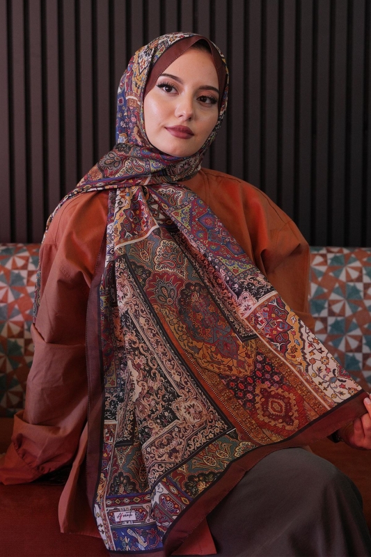 Etnik Desen Taba Soft Pamuk Şal - 4