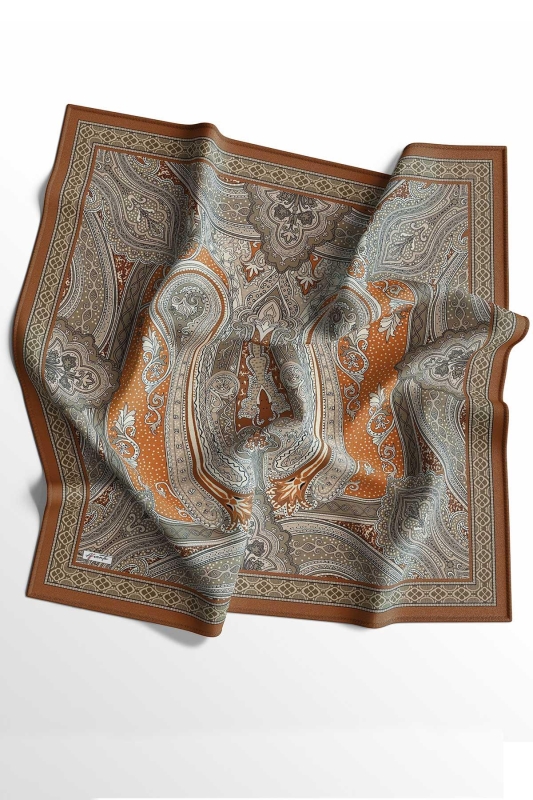 Etro Desen Kiremit Soft Pamuk Eşarp - Afvente