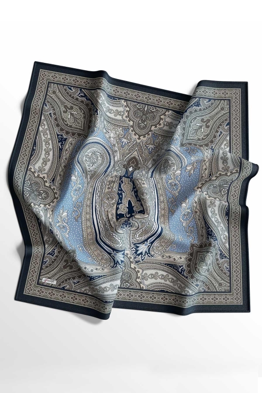 Etro Desen Lacivert Soft Pamuk Eşarp - Afvente