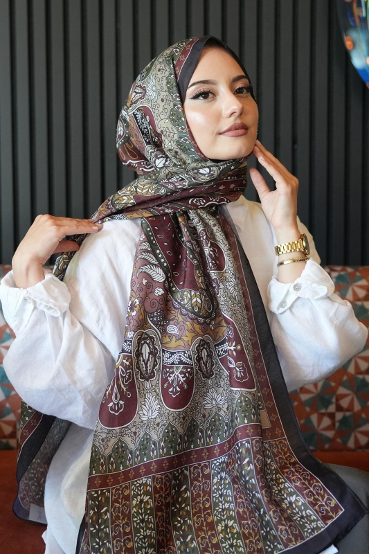 Karma Motif Desen Bordo Soft Pamuk Şal - 2