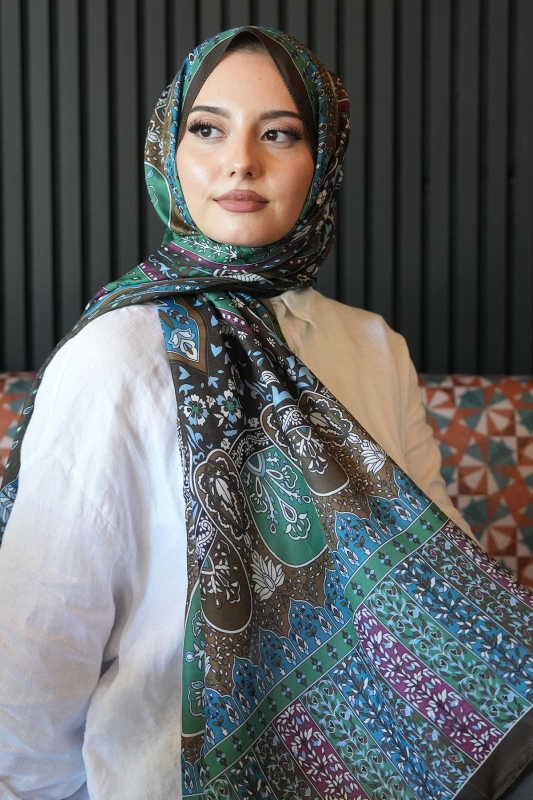 Karma Motif Desen Haki Soft Pamuk Şal - Afvente