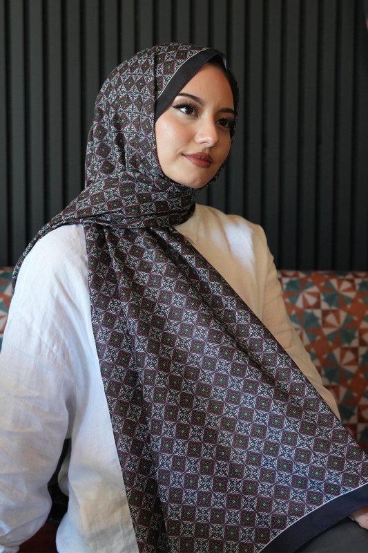 Mozaik Desen Bordo Soft Pamuk Şal - Afvente