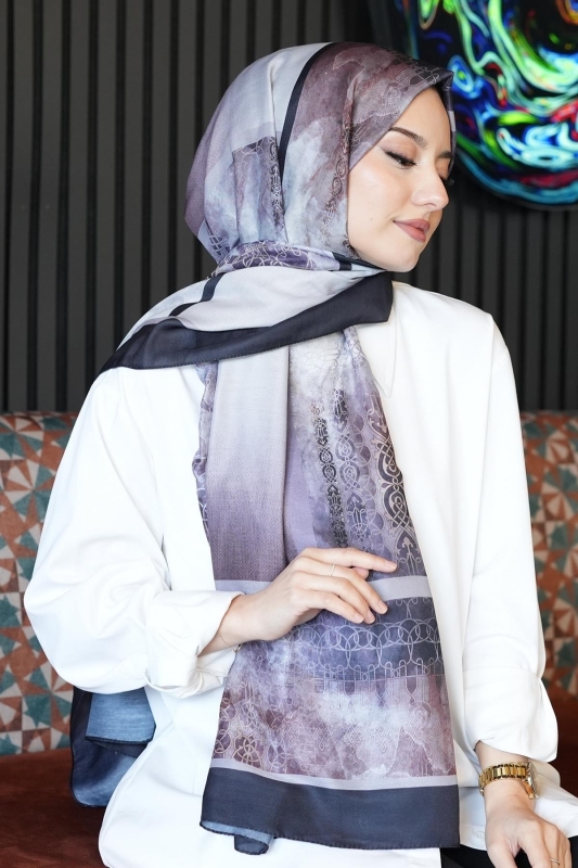 Mozaik Desen Gül Kurusu Soft Pamuk Şal - 4