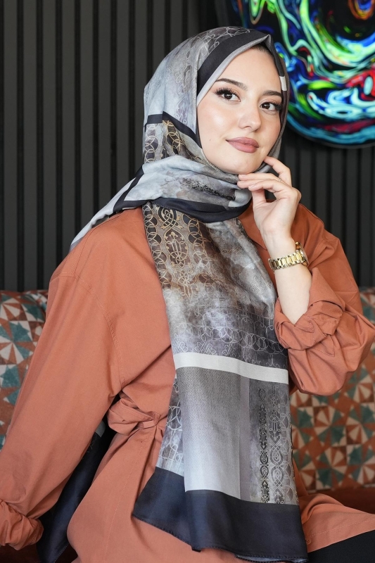 Mozaik Desen Koyu Gül Soft Pamuk Şal - 2